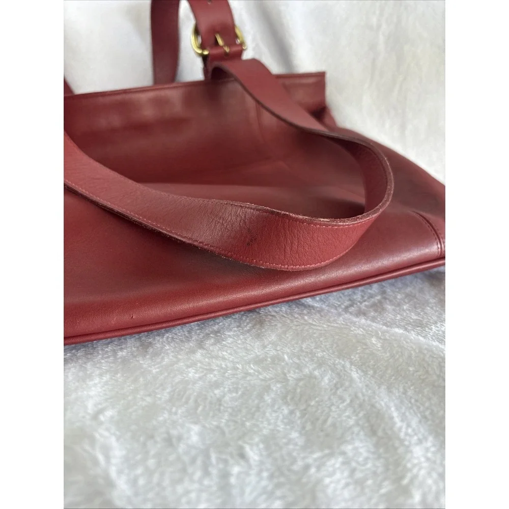 Vintage COACH Soho Zip Tote Bag Red Leather Large 4155 90s USA
